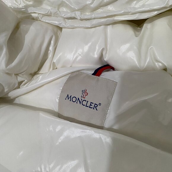 Mens White Moncler Down Jacket With Hood - Picture 6 of 10